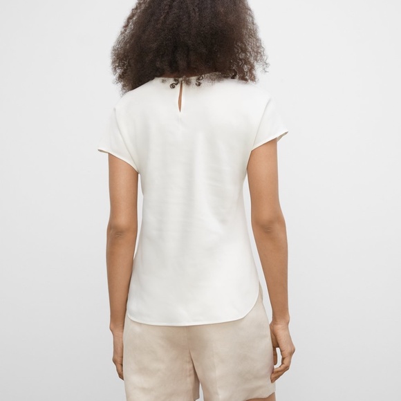 Satin Tee - New With Tags - NEVER WORN - White - Picture 2 of 3